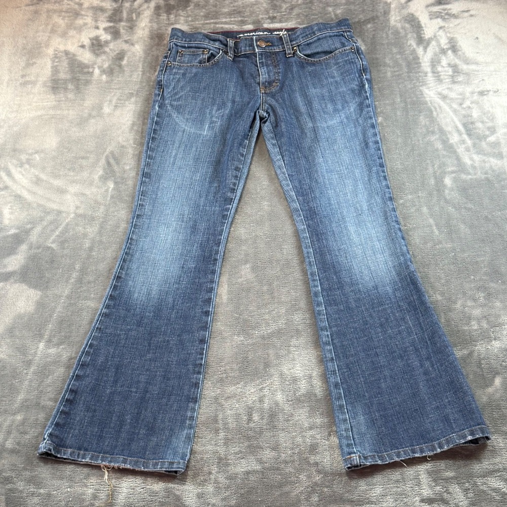 American Eagle‎ Women 8 Bootcut Flare Jeans Medium Wash Stretch Mid Rise